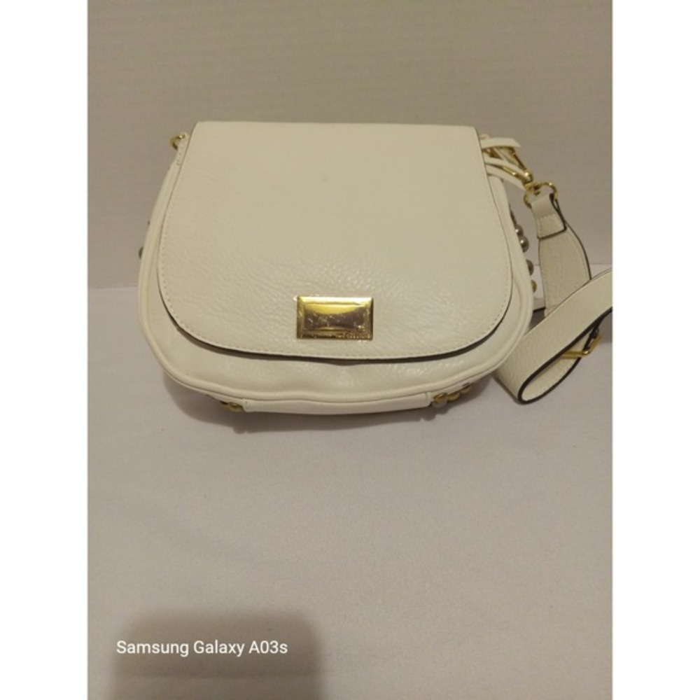 Juicy Couture Crossbody Saddle Bag Adjustable Strap Studded White Purse‎ Handbag